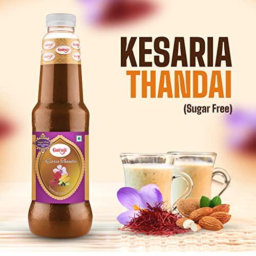 SHREE Guruji Shree Guruji Sugar Free Kesaria Thandai & Rose Sharbat Combo Pack Milk Beverage Refreshing Drink for Summer Dry Fruit Syrup Sharbat Instant Drink (1 Litre)