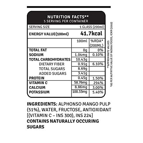 Raw Pressery Raw Pressery Alphonso Mango Juice (2 x 1000ml) Maximum Pulp (51%)