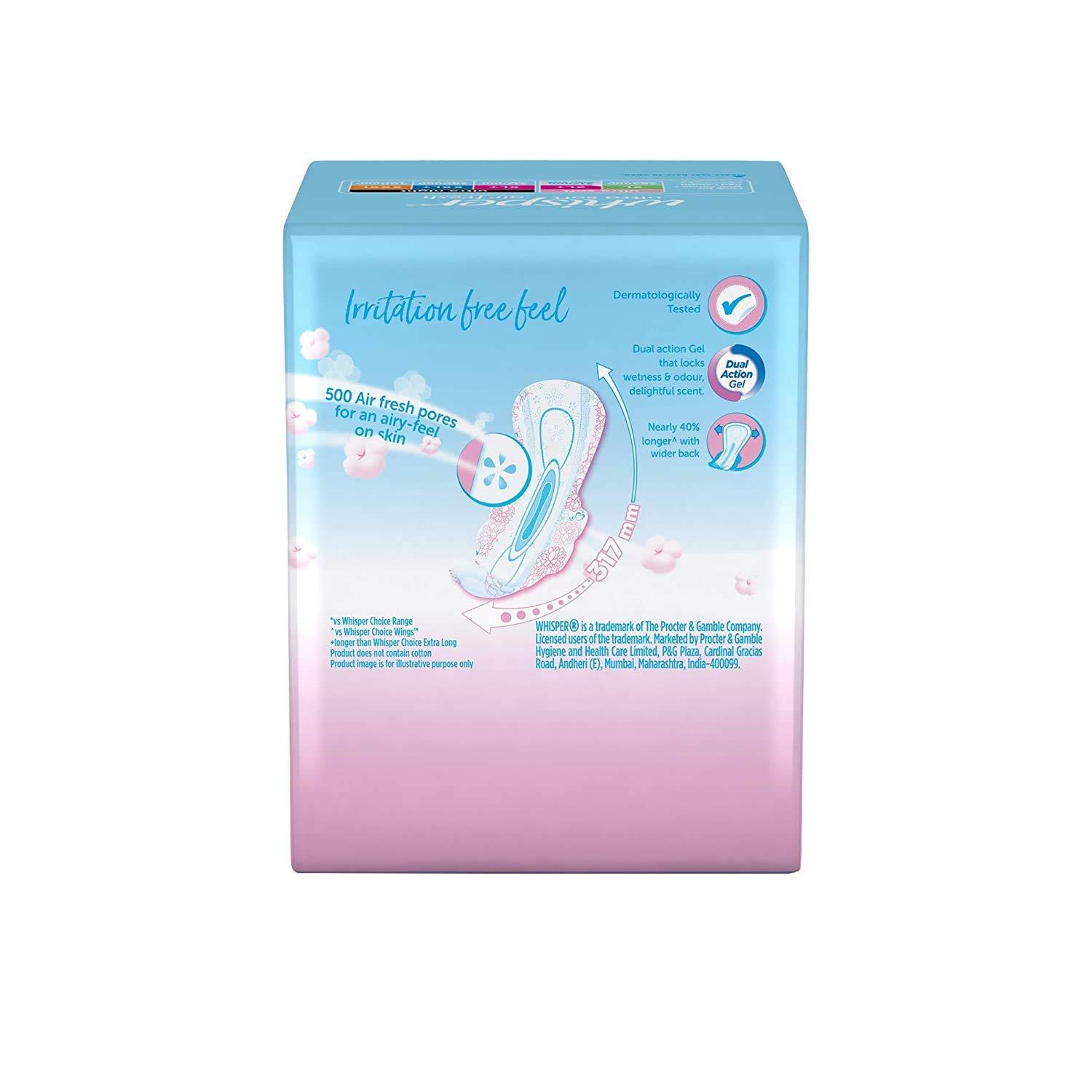 Whisper Whisper Ultra Soft Air Fresh Sanitary Pads for Women, XL+, 15 Napkins (Pack of 2)