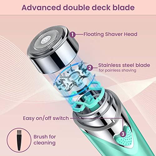 AGARO AGARO Facial Hair Remover MHR100 for Women, Flawless Electric Painless Hair Remover with 3D Floating Head, Precision Smooth Finish for Upper Lip, Chin & Cheeks, Eyebrow, Ideal for On-the-Go, Green