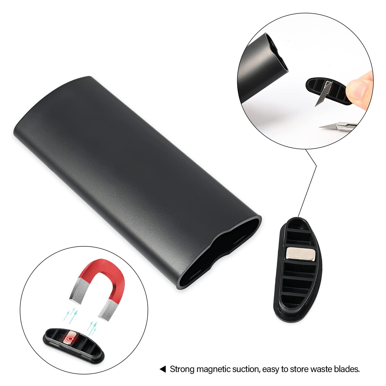 FOSHIO FOSHIO 2 Pack Razor Blade Disposal Container, Snap off Blades Safely Dispose of Used Blade Case Black Magnetic Storage Box