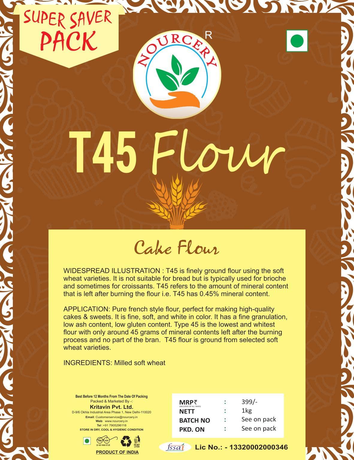 NOURCERY Nourcery French Style T45 Flour, 1Kg (Cake Flour)