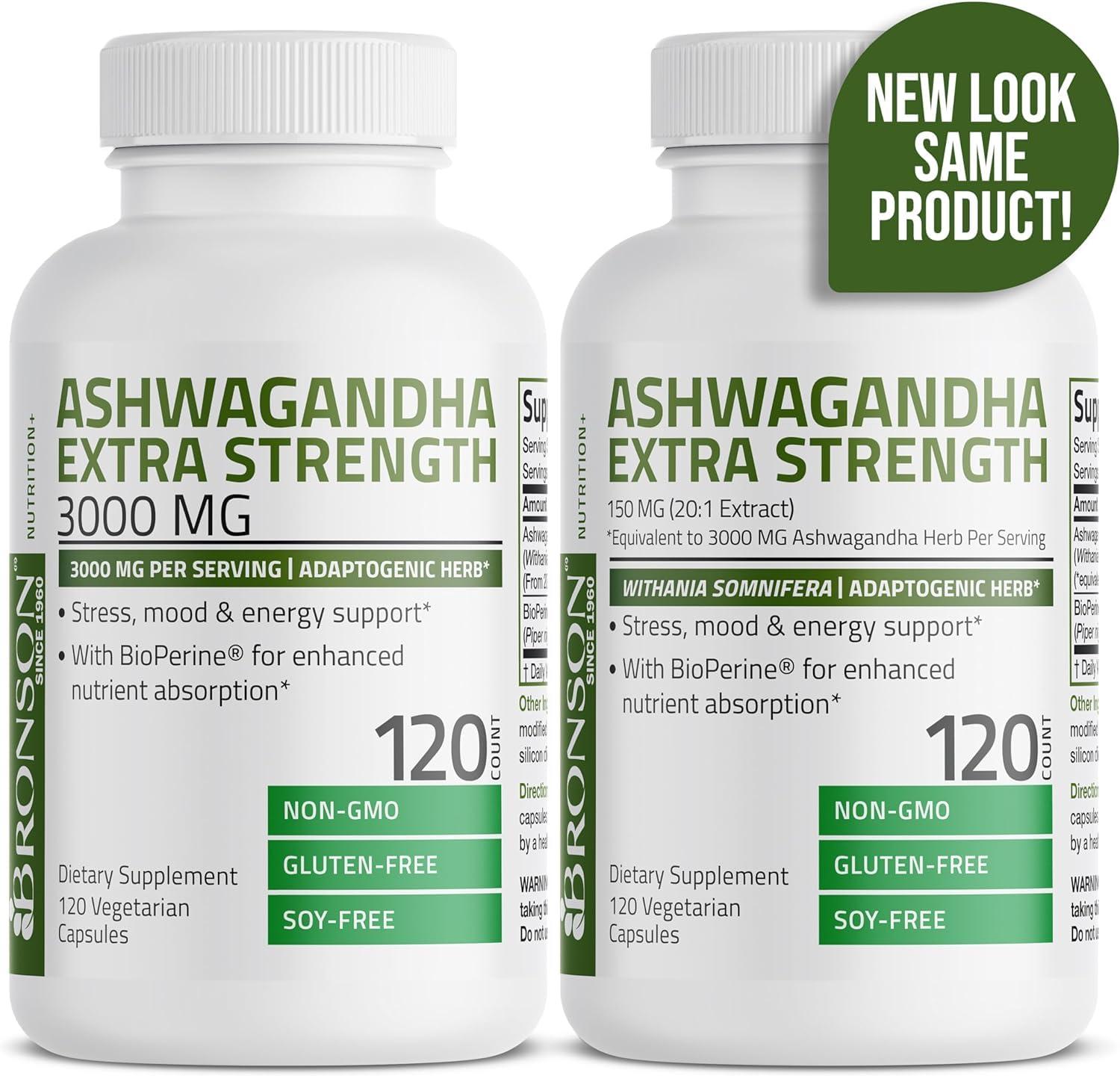ATHINIKA NUTRITION ASHWAGANDHA EXTRA STRENGTH STRESS & MOOD SUPPORT WITH BIOPERINE - NON GMO FORMULA, 120 VEGETARIAN CAPSULES