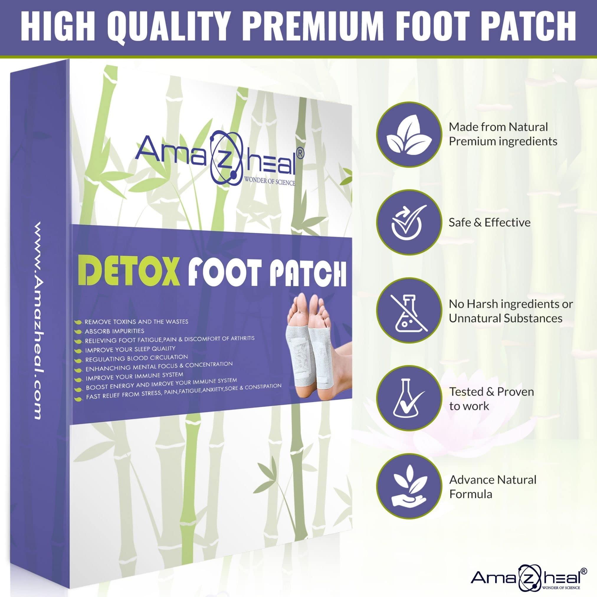 AMAZHEAL AMAZHEAL Premium Detox Foot Pad, Cleansing Toxin Remover Foot Patches, Organic Patch, For Men & Women (1 BOX = 30 Patches For 15 Days)