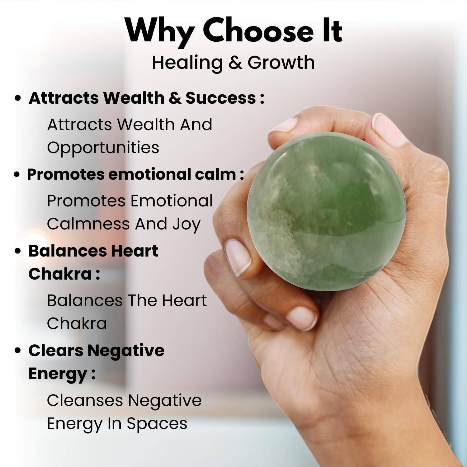 Plus Value Plus Value Natural Green Aventurine Ball Sphere - Reiki & Healing Crystals Vastu Feng Shui Chakra Aura Meditation (100 to 200grams with Stand)