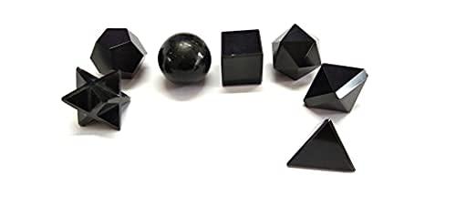 Jet International Crystal Jet Black Obsidian Sacred Geometry Sets Free Booklet jet International Crystal Therapy 7 Stone Platonic Solid Merkaba Star w/ Velvet Pouch Attractive Cleansing