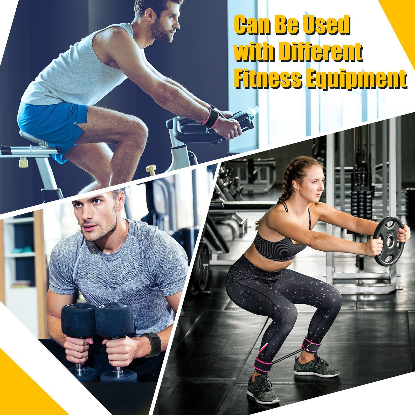 Kasyat Kasyat 4 Pieces Ankle Wrist Straps Adjustable Padded Ankle Cuffs Soft Cable Machines Straps Exercise Cuff Attachments Ankle Cable Attachments Bands for Gym Arms Legs Exercise Men Women