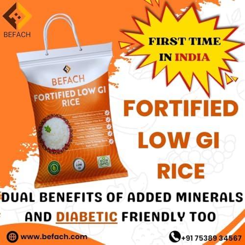 Befach 4x Befach Fortified Low GI Rice | Free of Pesticides, Non GMO, Certified Low GI & Low Sugar White Rice Perfect for Diet & Diabetic Patients | 4.5 kg (Pack of 3)