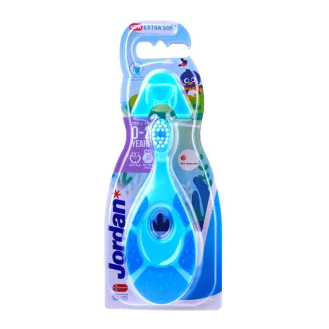 Jordan Jordan Toothbrushes Step 1 - Baby Toothbrush 0-2 Years Toothbrush with Stand Holder (Blue + Green)