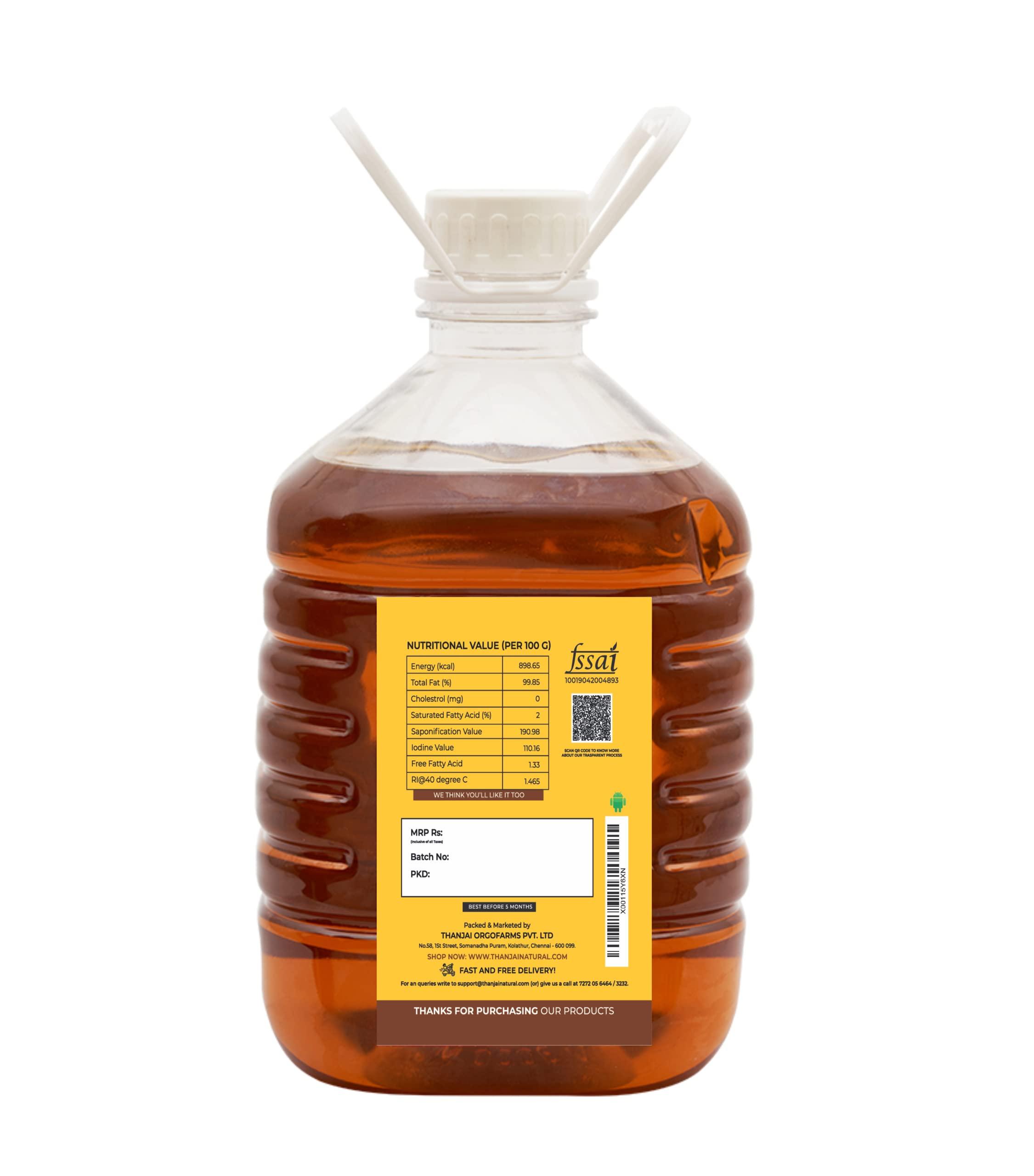 Thanjai Natural Thanjai Natural Gingelly Oil/Natural Sesame Oil 3000 ml Organic Unrefined Wooden Cold Pressed Gingelly Oil/Natural Sesame Oil for Cooking- Heart Health + Cholesterol Free + No Preservatives