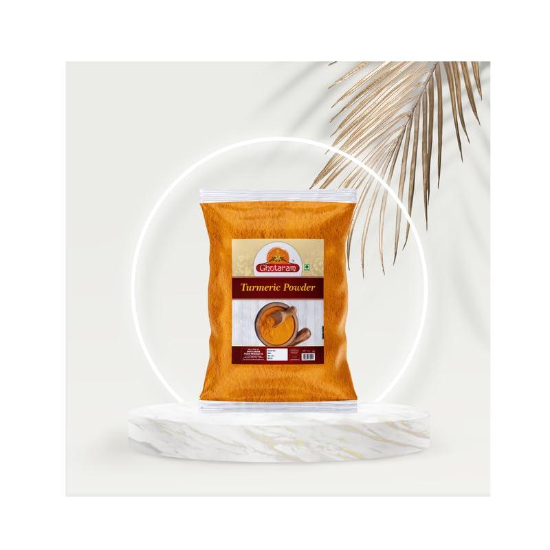 GHOTARAM Ghotaram Arsina Arisin Haladi/Haladhi/Haldi Powder | Pasupu Kommulu Manjal Powder | A++ Turmeric Powder Natural Golden Turmeric Powder with No Added Flavours and Colours-240Gx2Pk