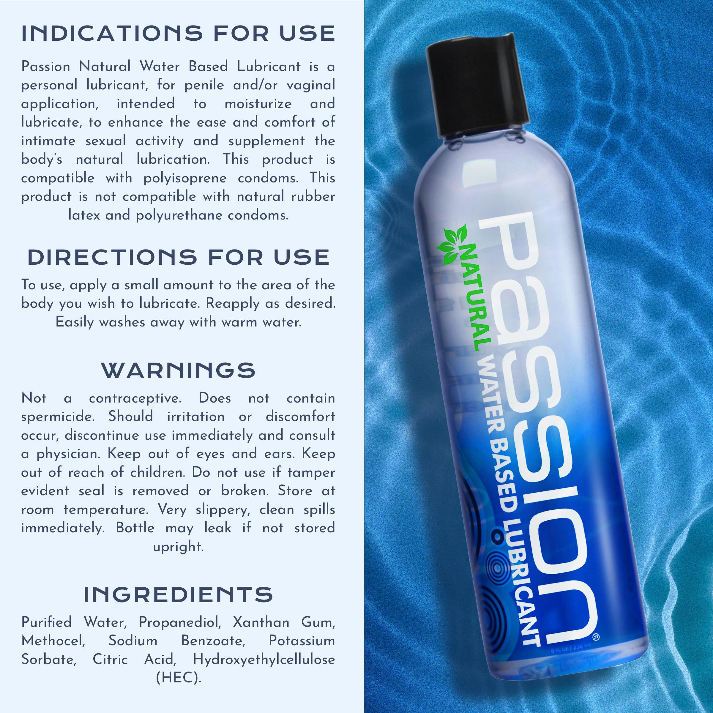 Passion Lube Passion Lubes, Natural Water-based Lubricant, 8 Fluid Ounce