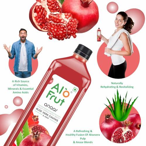 ALO FRUT Alo Frut Anaar Aloevera Juice WIth Aloevera Chunks 200ml(Pack of 48) - 1 Case | Fruit Juice WIth Aloevera Chunks | Healthy Hai Isme Aloevera Hai | Ready To Serve Drink