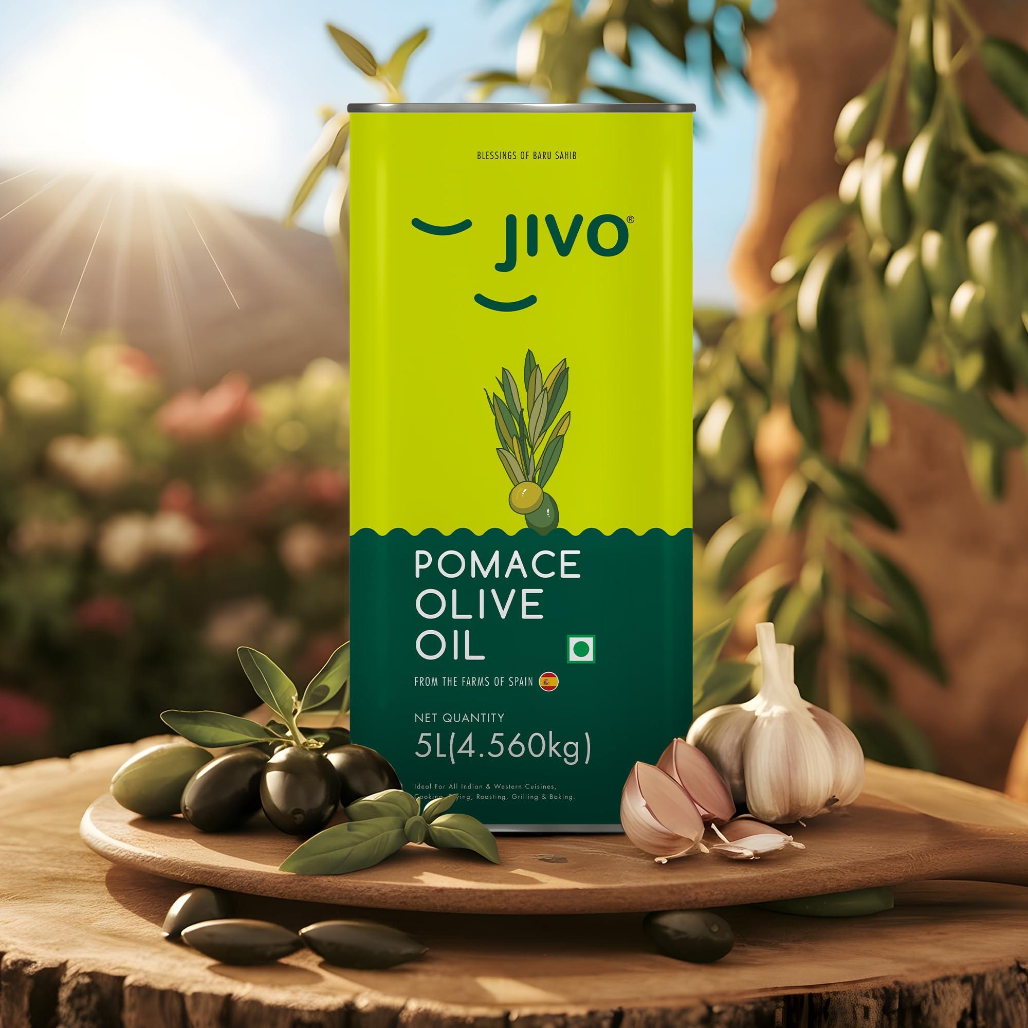 JIVO Jivo Pomace Cooking Olive Oil Pack of 6 Litres (5L Tin with 1L Pet Bottle) | Ideal for Roasting, Frying, Baking All type of Cuisines| Healthy Cooking Oil for Daily use |