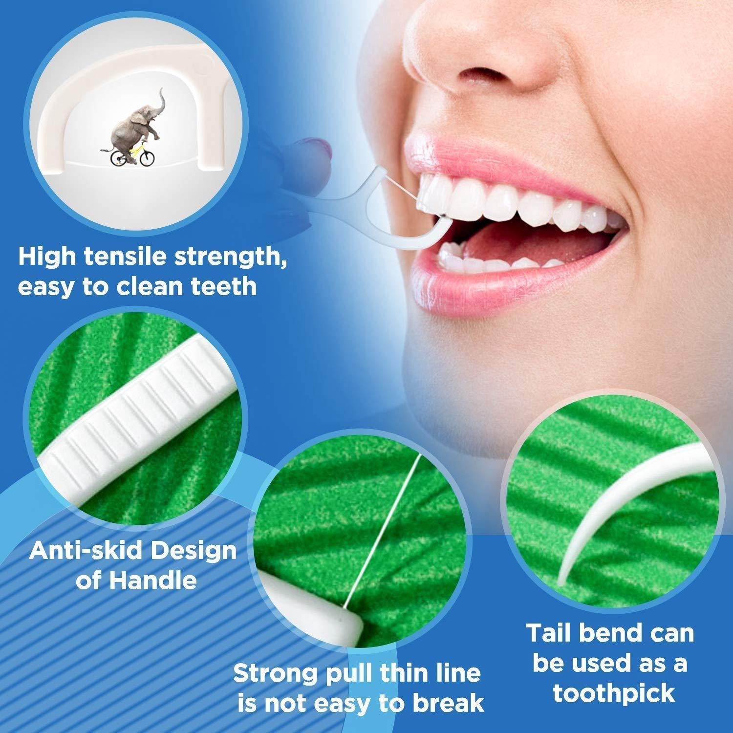 SVS ONLINE SVS ONLINE ToothPick Plastic Tooth Cleaning Stick Dental Floss Teeth Cleaner With Handle For Fresh Breath and Healthy Gums (Pack of 120 pc)