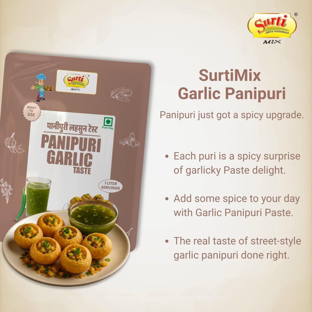 Surti Mix Surti mix Pani Puri Masala - The Authentic Indian Street Food Seasoning - serves 4-5 people- free from artificial colour and preservatives. (Garlic Taste)