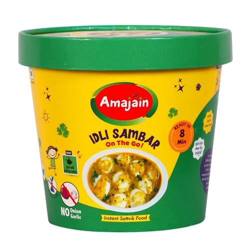 AMAJAIN Amajain Instant Sattvik Healthy Idli Sambar, Ready-to-Eat, No Added Preservatives, No Added Flavours, Jain-Friendly, 90g (Pack of 2)