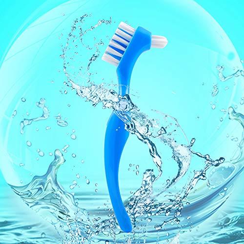 Lit-Pack Denture Clean Toothbrush for Denture Care Tool w/Multi Layered Hard Bristles Dual Hard Bristle for False Teeth Superb Total Cleaning