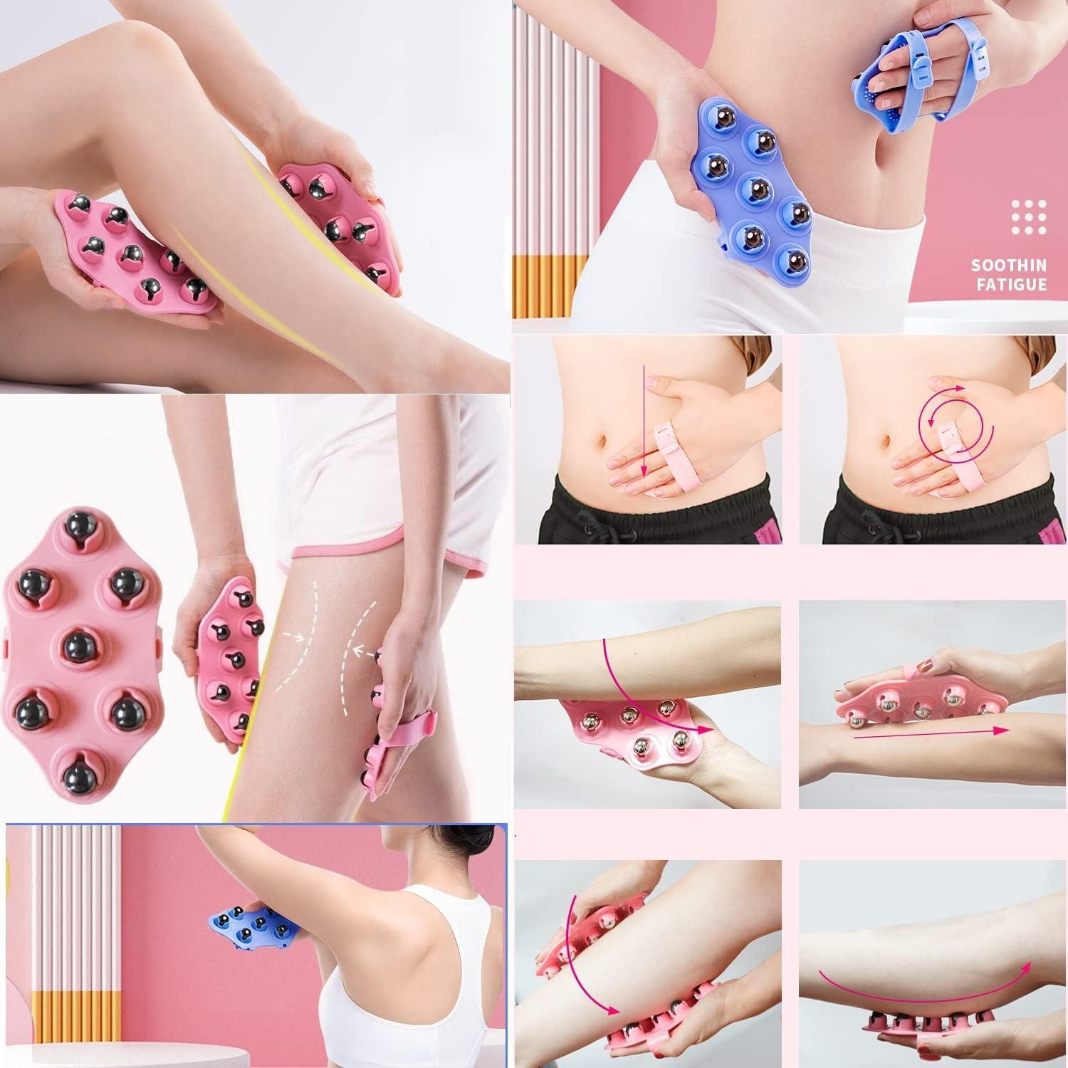 KESESU KESESU Glove Massager Palm Shaped Hand Massage Manual 7 360-degree-roller Mental Roller Ball, Glove Muscle Relax Slimming Magnetic Bead Body Massager (Green)