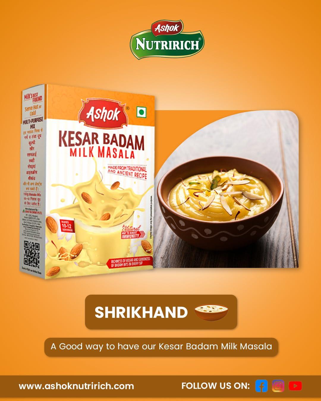 ASHOK NUTRIRICH Ashok Kesar Badam Milk Masala Powder (Kesar Badam, Pack of 3)