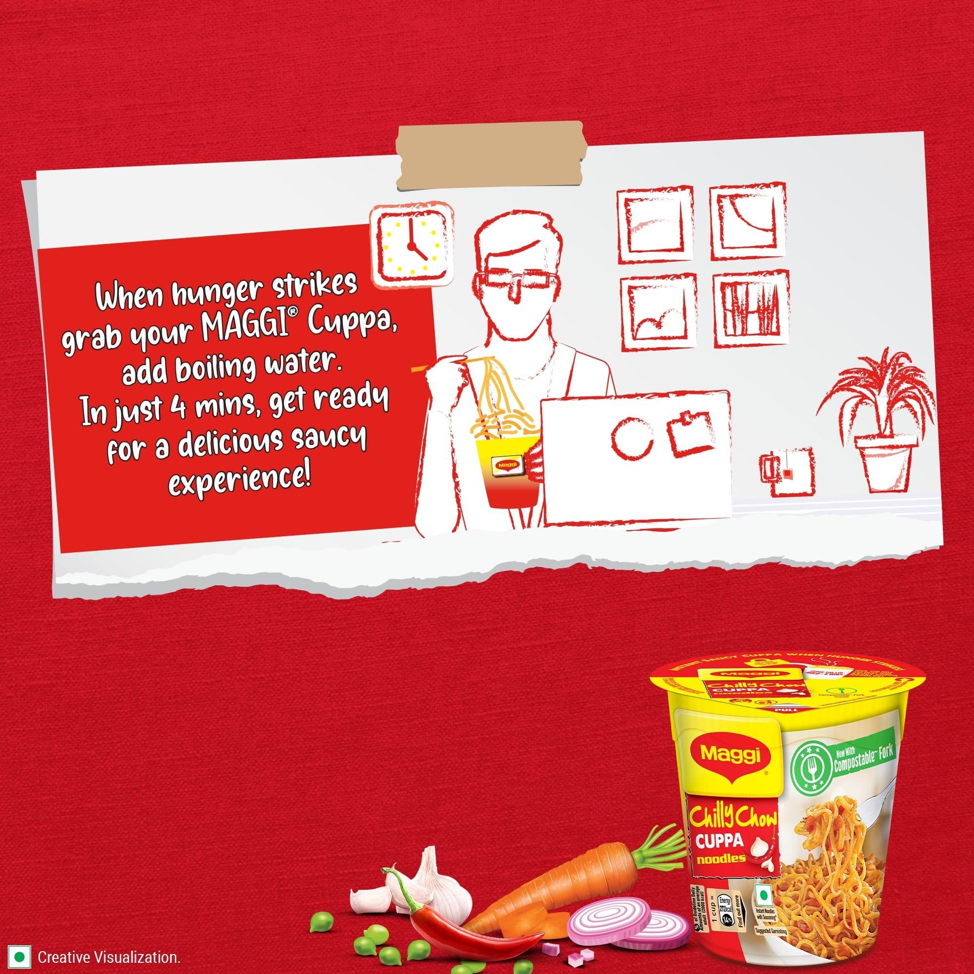 MAGGI MAGGI Instant Cuppa Noodles, Chilly Chow | Slurpy Saucy Taste With Extra Veggies, Vegetarian, 70 Gm