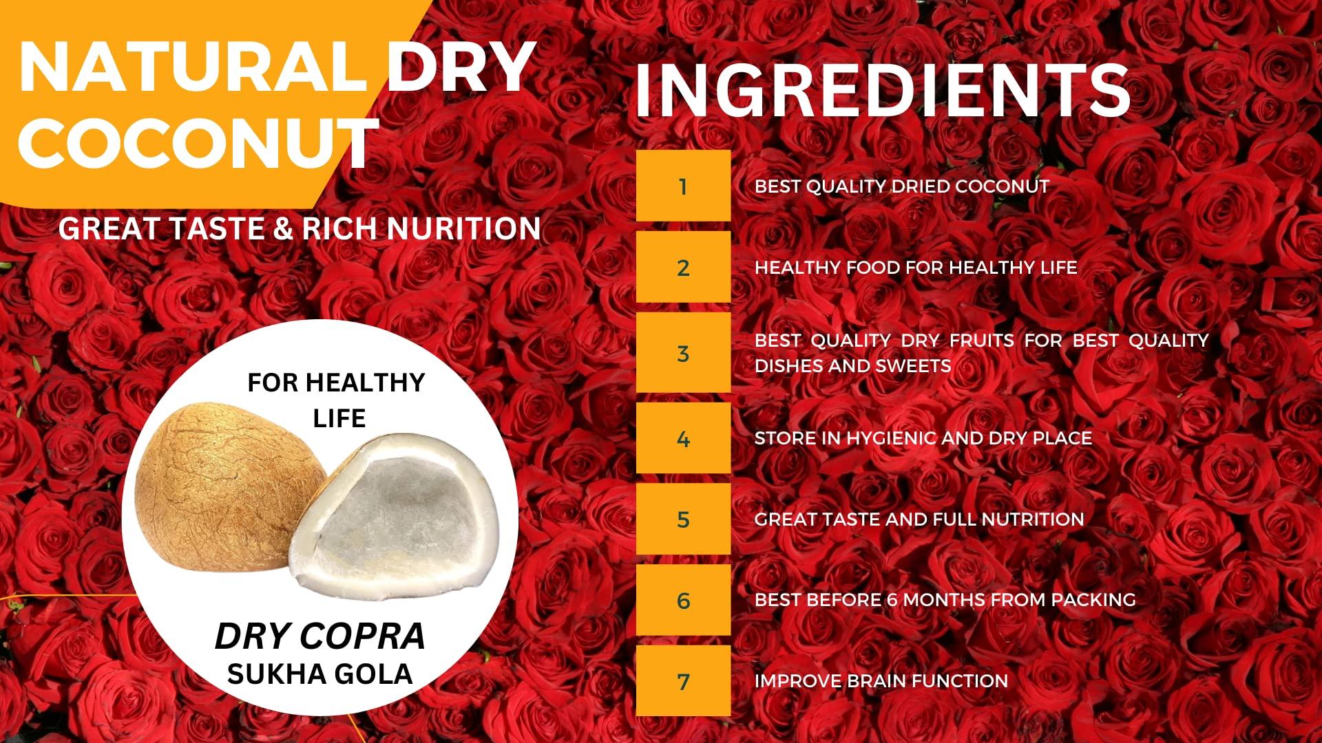 PRIYA ESTATE Natural Dry Coconut ( Natural Sun Dried Dry Copra Best USE for Making Sweets ,PUJA and Dessert ETC ) SUKHA Gola