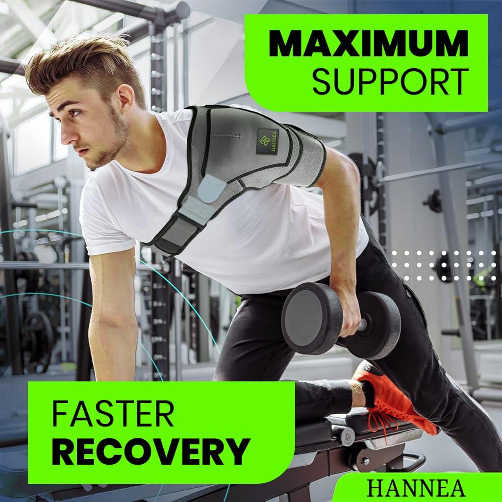 Hannea HANNEA Shoulder Brace for Women And Men, Shoulder Compression Sleeve for Torn Rotator Cuff, AC Joint Pain Relief, Dislocated Sholder, Adjustable Fits Left and Right Arm