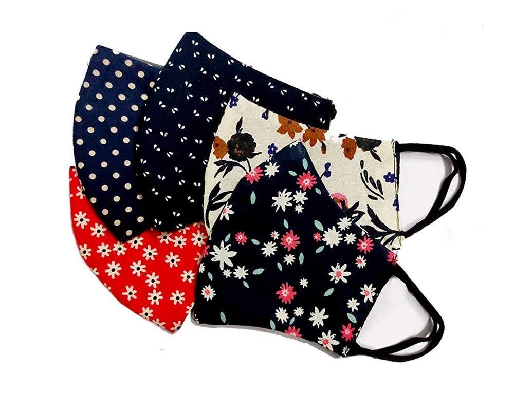 Veteran Veteran 100% Cotton Washable Reusable 2 Cloth Layer Fashion Stylish Cloth Face Mask(Combo of 10) for Women Men Boys Girls(Multicolor)