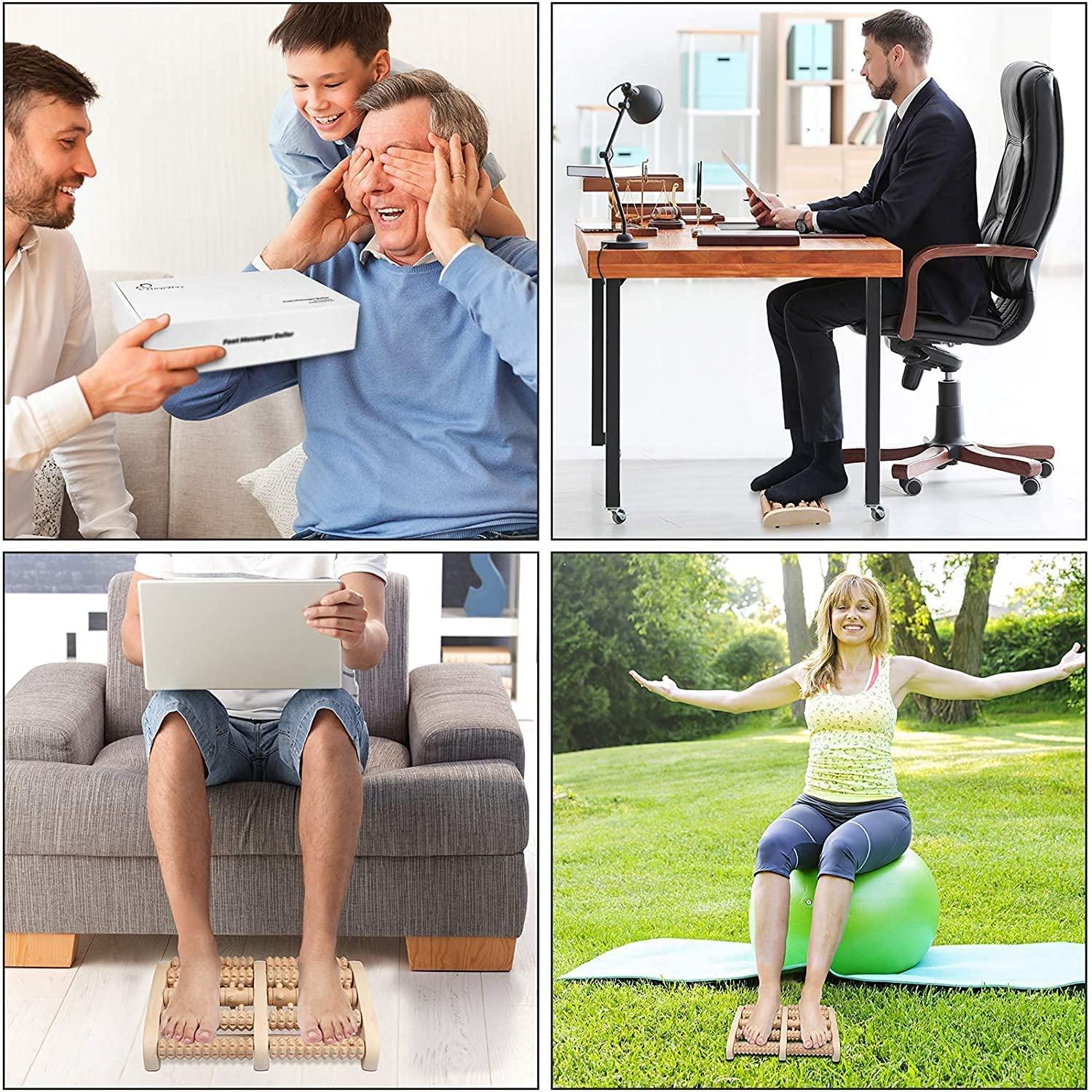 NAMRA NAMRA® Wooden Dual Foot Massage Roller for Overall Relaxation and Relief Acupressure Foot Board(1)