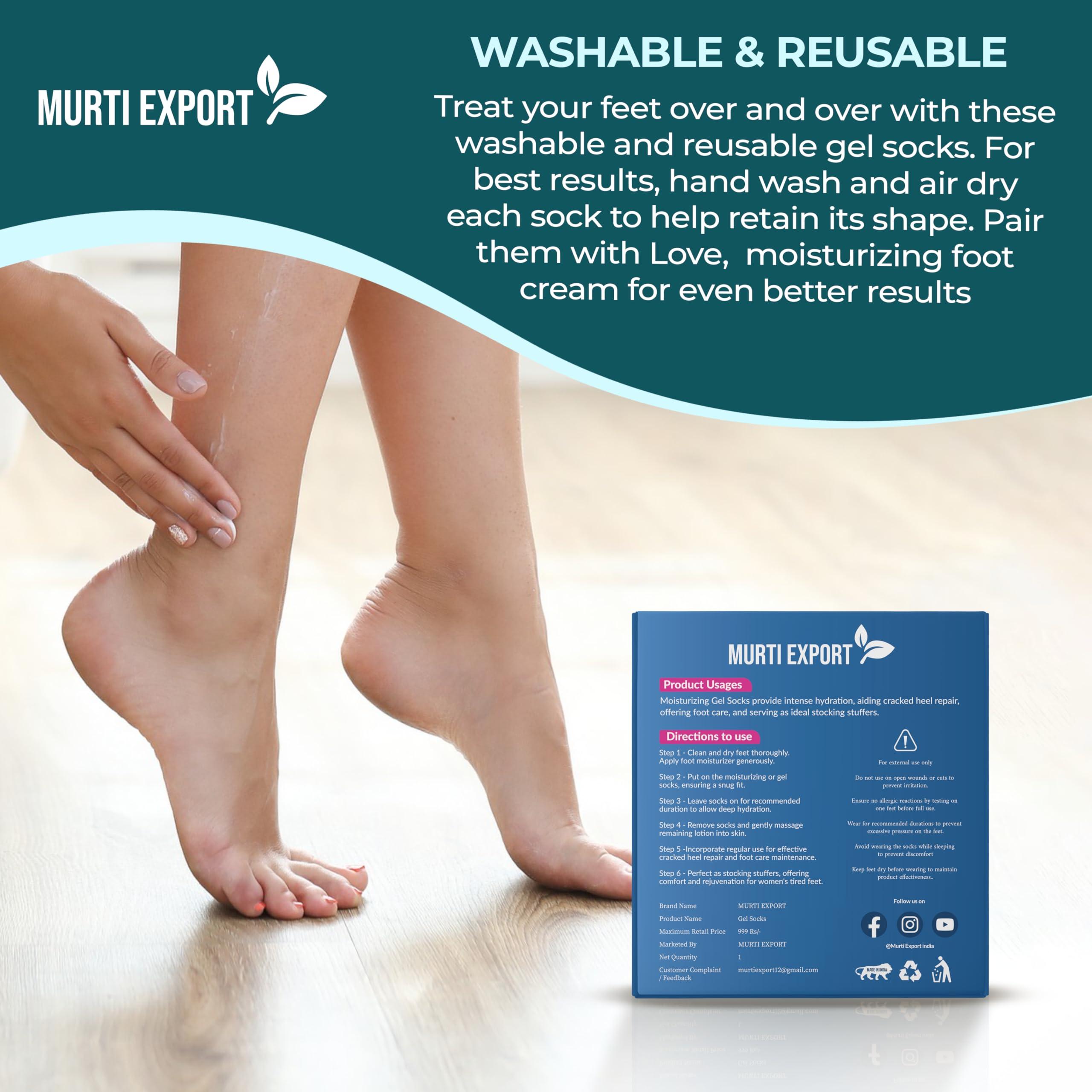 Murti Export Murti Export Moisturizing Silicone Gel Socks (1 Pair) for Men & Women gel socks for dry cracked feet crack heel repair socks foot moisturizer socks Spa Gel Socks Natural Oil & Vitamin E (Multicolor)