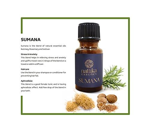 Nattika Essence Sumana - Revitalizing Ayurvedic Essential Oil Blend by Nattika Essence - 10 ml - Nutmeg, Rosemary, Vetiver - Reduce Stress & Anxiety and Uplift Energy