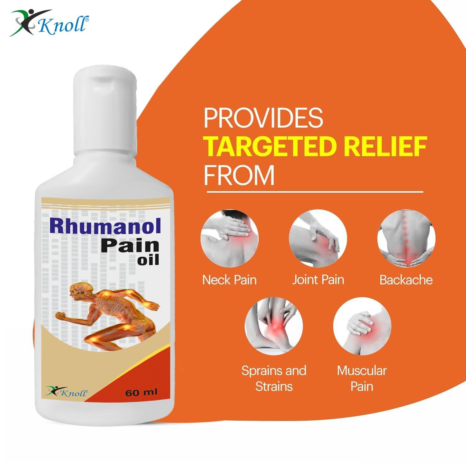 Knoll Healthcare Knoll Healthcare Rhumanol Pain Oil Ayurvedic Care for Pain Relief For Joint Back Pain Knee Shoulder & Muscle Pain 60ML (Pack of 1)