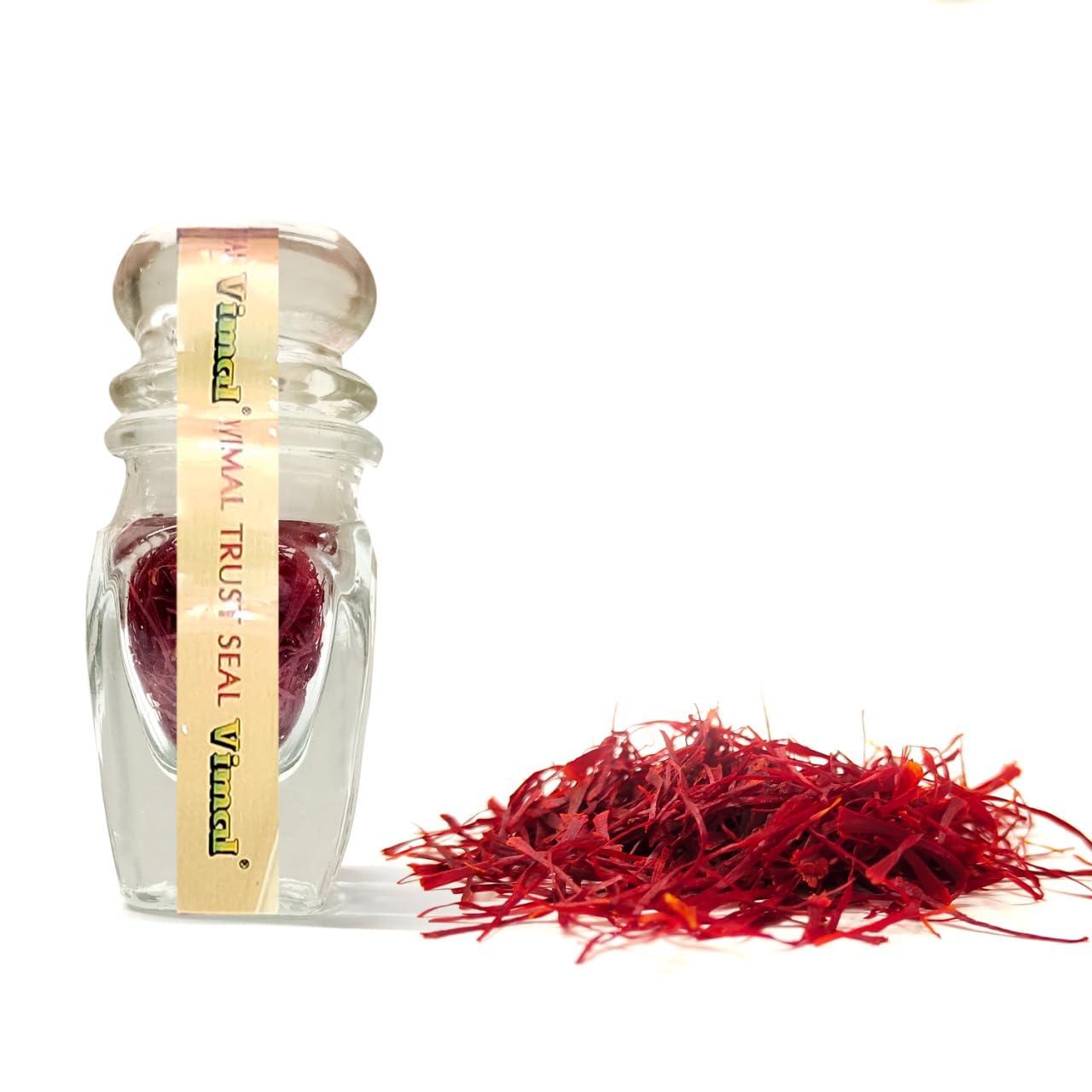 Vimal Vimal Premium Kesar Original & Pure Saffron for Tilak | Pack of 1 Glass bottle (1g x 1) | Biryani | Improved Health