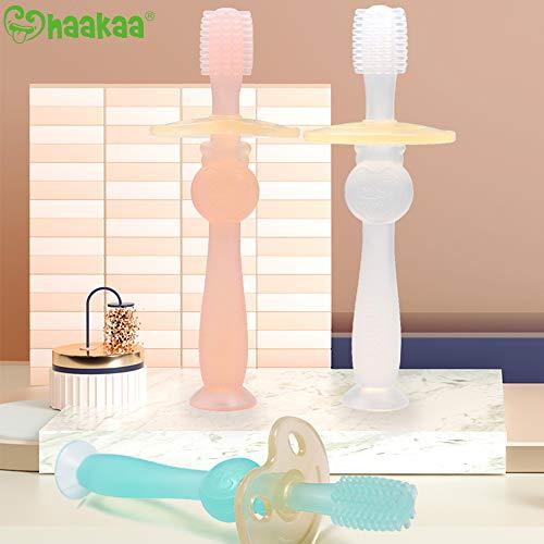 haakaa haakaa 360ø Silicone Baby Toothbrush Teether with Suction Base Infant Toothbrush Training Massage.