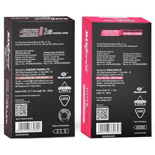 Manforce Manforce Combo - Xotic Chocolate & Litchi Flavoured | 20 pcs |Extra Dotted, Contoured, & Lubricated Latex Condoms