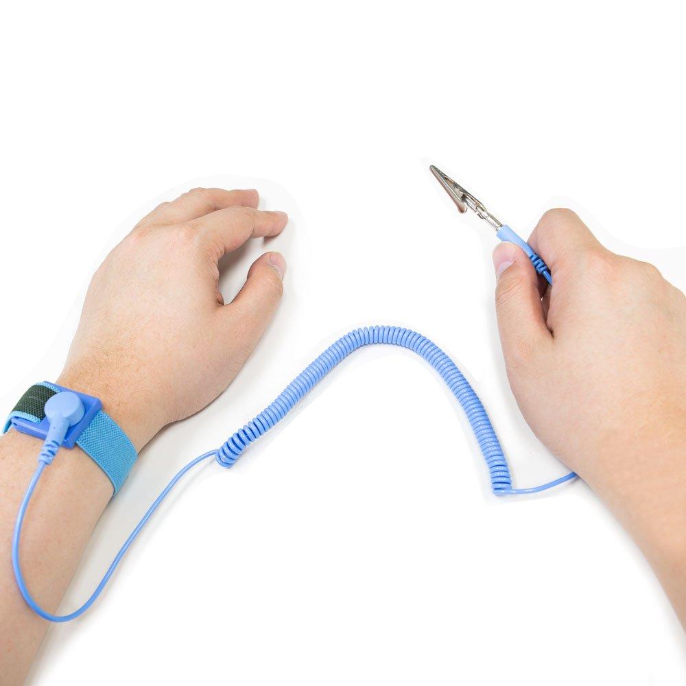 Kingwin Kingwin Anti Static Wrist Strap 5 Pack Blue, Adjustable ESD Wrist Band Fits Your Wrist Comfortably. Grounding Bracelet to Protect Your PC Computer or Electronics from Static Electricity