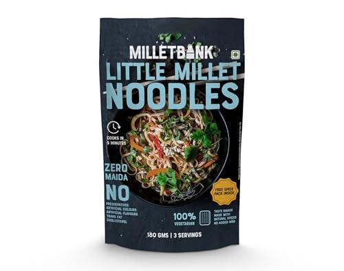MILLET BANK Millet Bank Pearl Millet and Little Millet Noodles Combo | No Maida, Not Fried, No MSG | Pack of 2-180g Each
