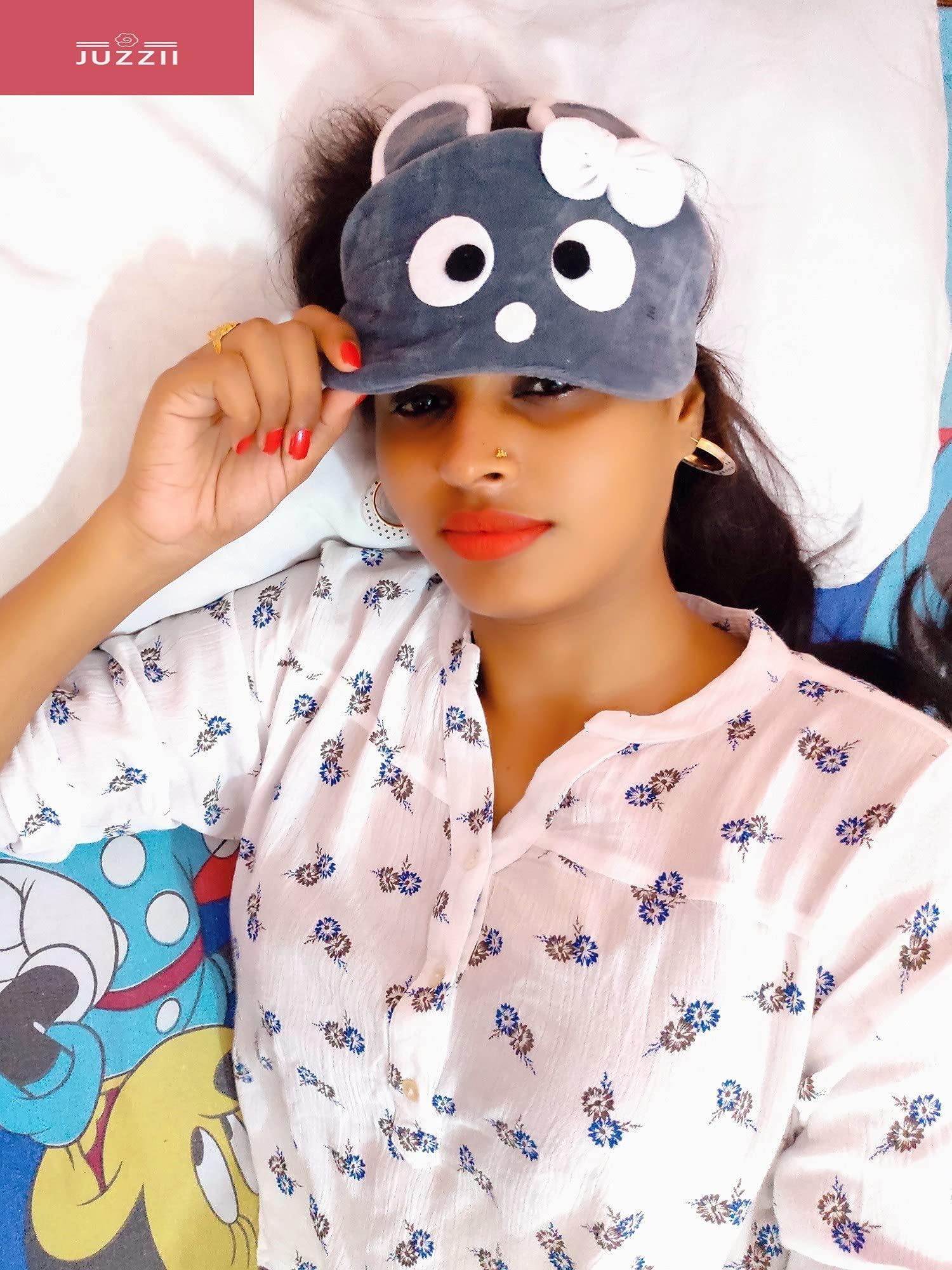 JUZZII JUZZII Soft Velvet Cute Baby Doll Sleeping Eye Mask, Eye Mask for Men Women Girls Kids Boys - ( Grey ) Model-No.51