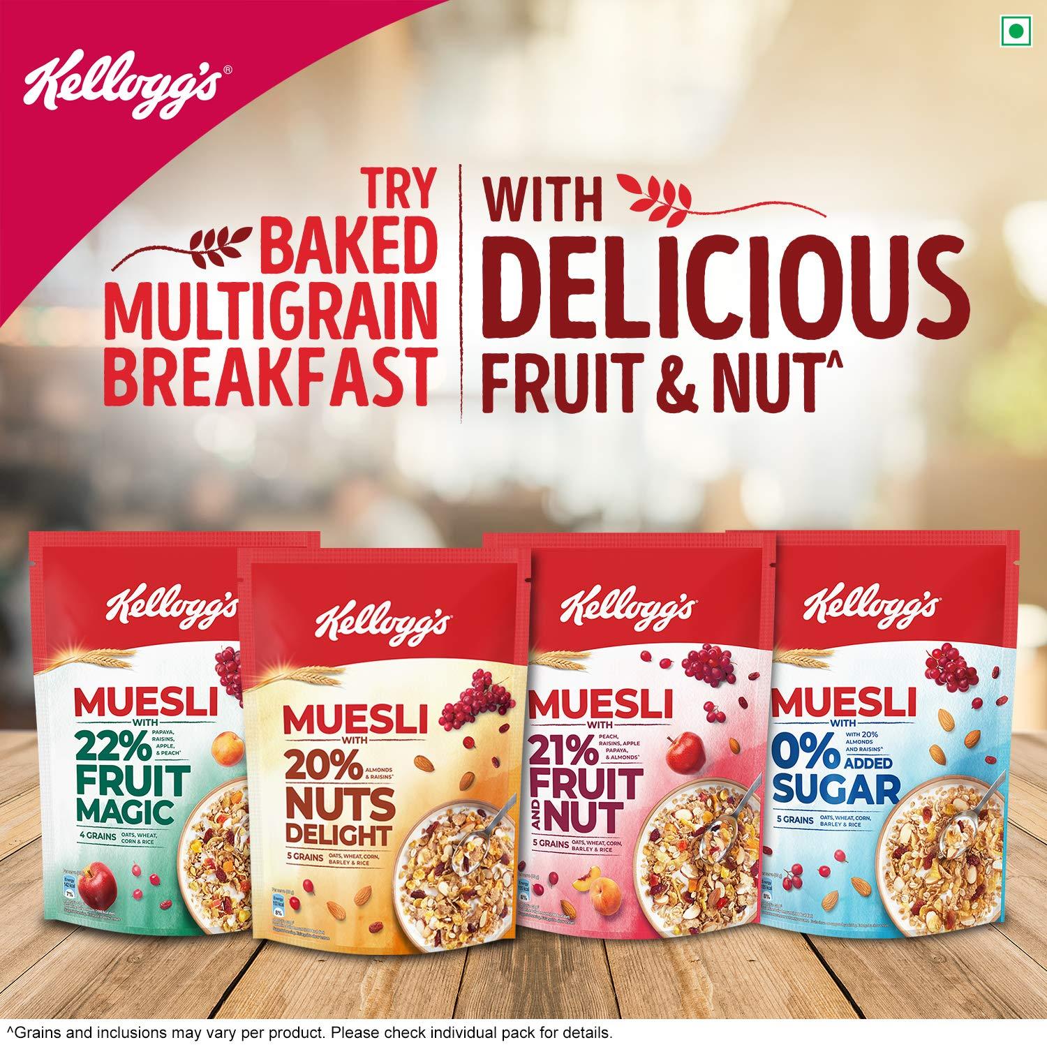 Kellogg's Kellogg\'s Muesli 20% Nuts Delight|Breakfast Cereal|High In Iron|High In Fibre|Naturally Cholesterol Free|240G Pack