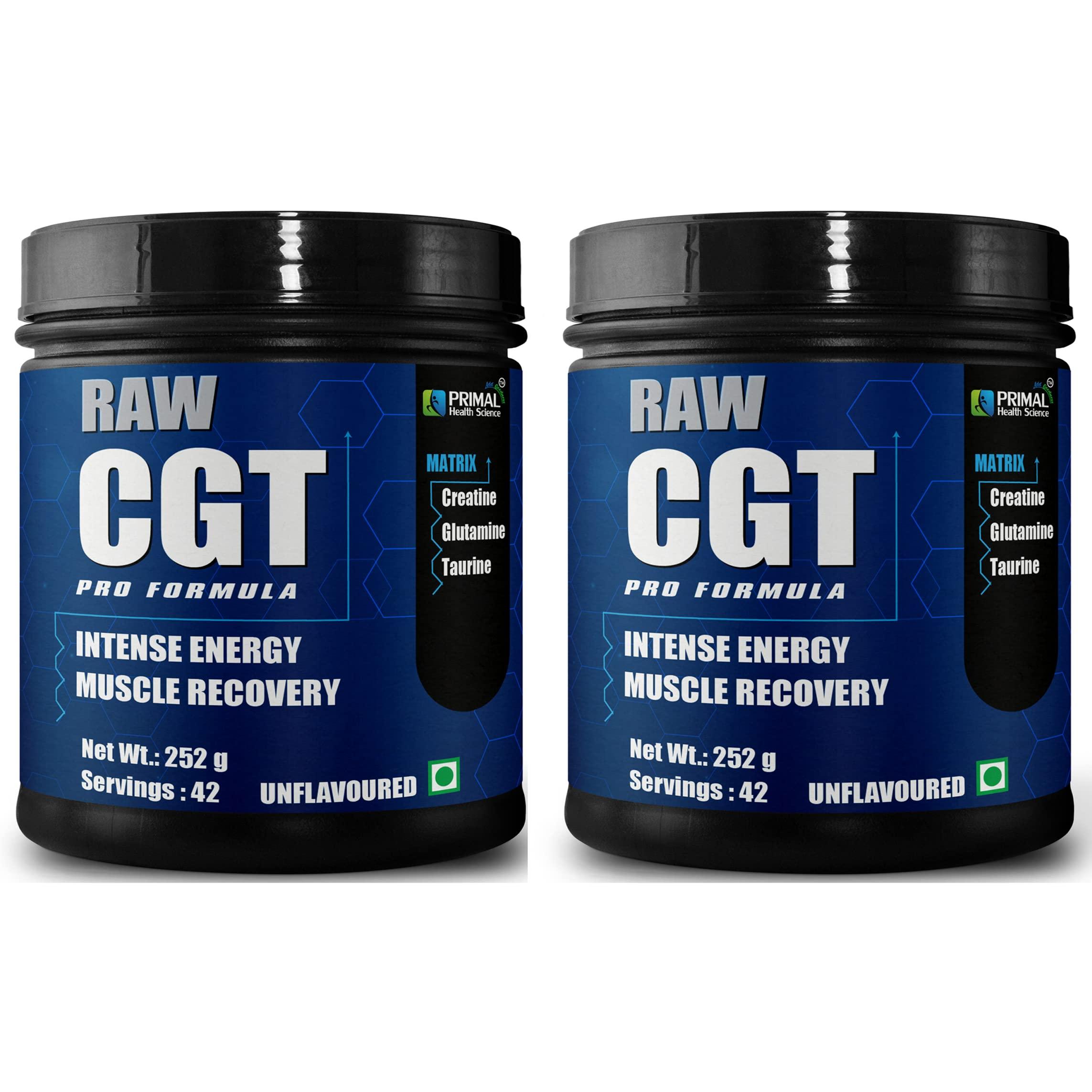 Primal Health Science - Add Goodness Raw CGT Pro Formula Blend Of Creatine Glutamine & Taurine 84 Servings | Faster Muscle Recovery | Reduce Fatigue | Best Pre Post Intra Workout (Pack of 2)