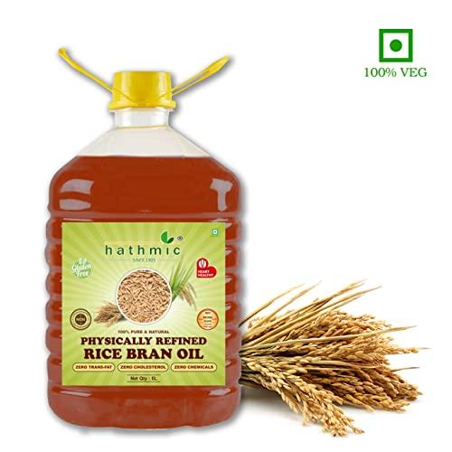 hathmic Hathmic 100% Pure Physically Refined Rice Bran Oil , 5L