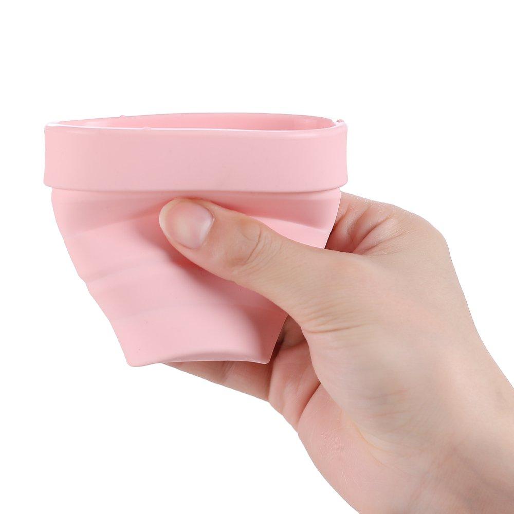 LUCKY CLOVER Collapsible Silicone Cup for Sterilizing Menstrual Cups and Storing Your Diva Cup - Foldable for Travel(1Pink)