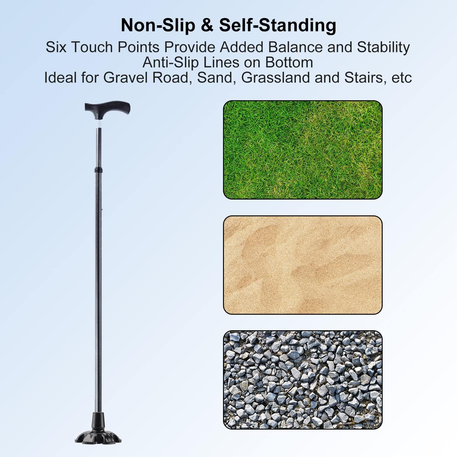 supregear supregear Cane Tip with 6 Prong, Non-Slip 6 Support Rubber Cane Tip Self Standing Replacement Cane Tip for 3/4 (0.75) Inch Diameter Standard Walking Cane Folding Cane Cane Accessory, Black