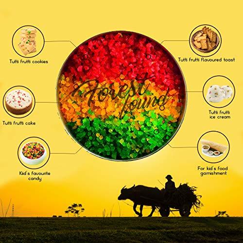FOREST FOUND Forest Found Fresh Mix Tutti Frutti For Cake Making, Baking, Decoration | Multi Color Cherry Candy Pack (900 gram) | Natural Blend Of Taiwan Organic 786 Papaya & Brown Sugar