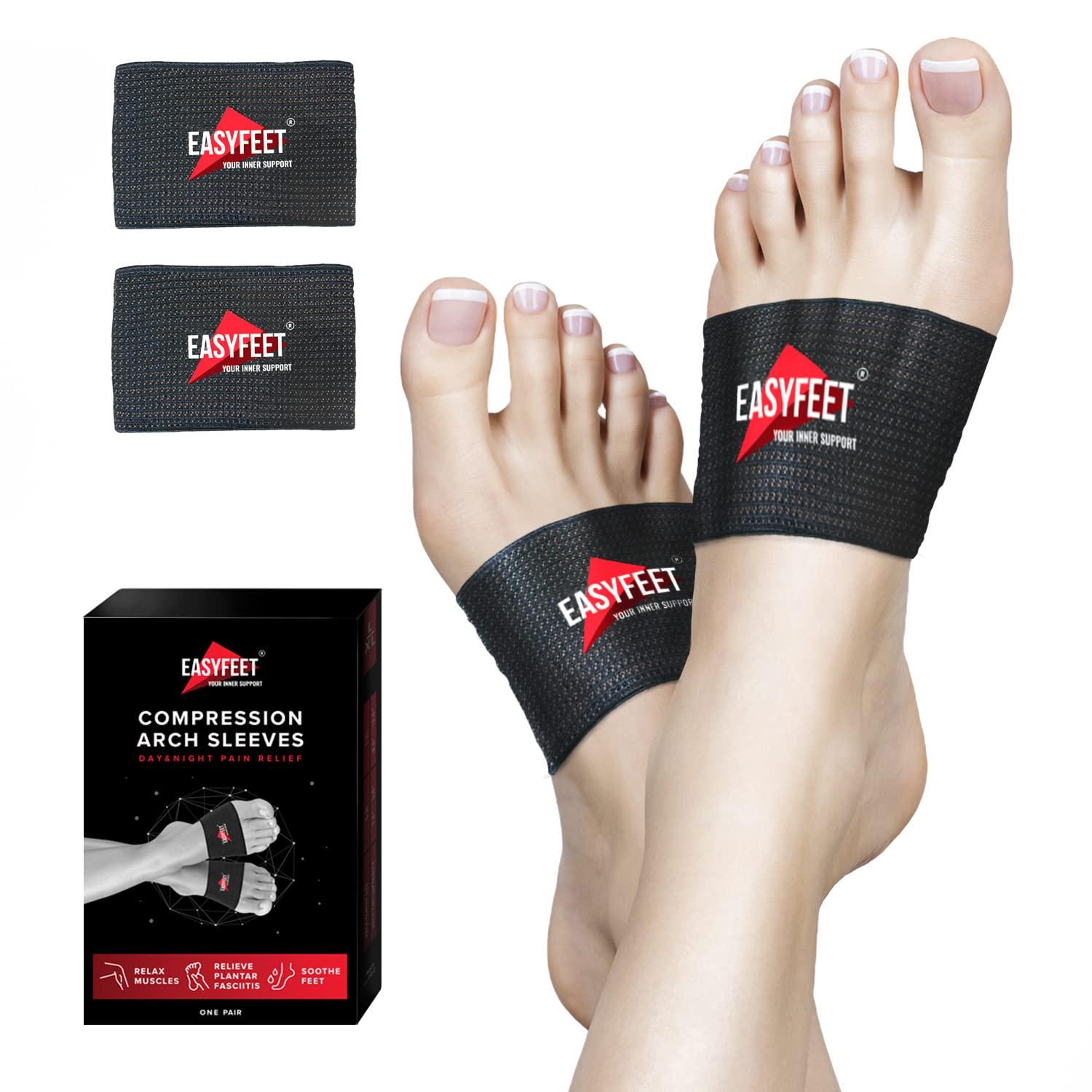EASYFEET {New 2022} Arch Support Bands 2pcs Pack - Unisex Orthotic Health Compression for Foot Care Heel Spurs Foot Pain Relief Flat & Fallen Arches High Arch Flat Feet - Braces/Sleeves in 2 Sizes