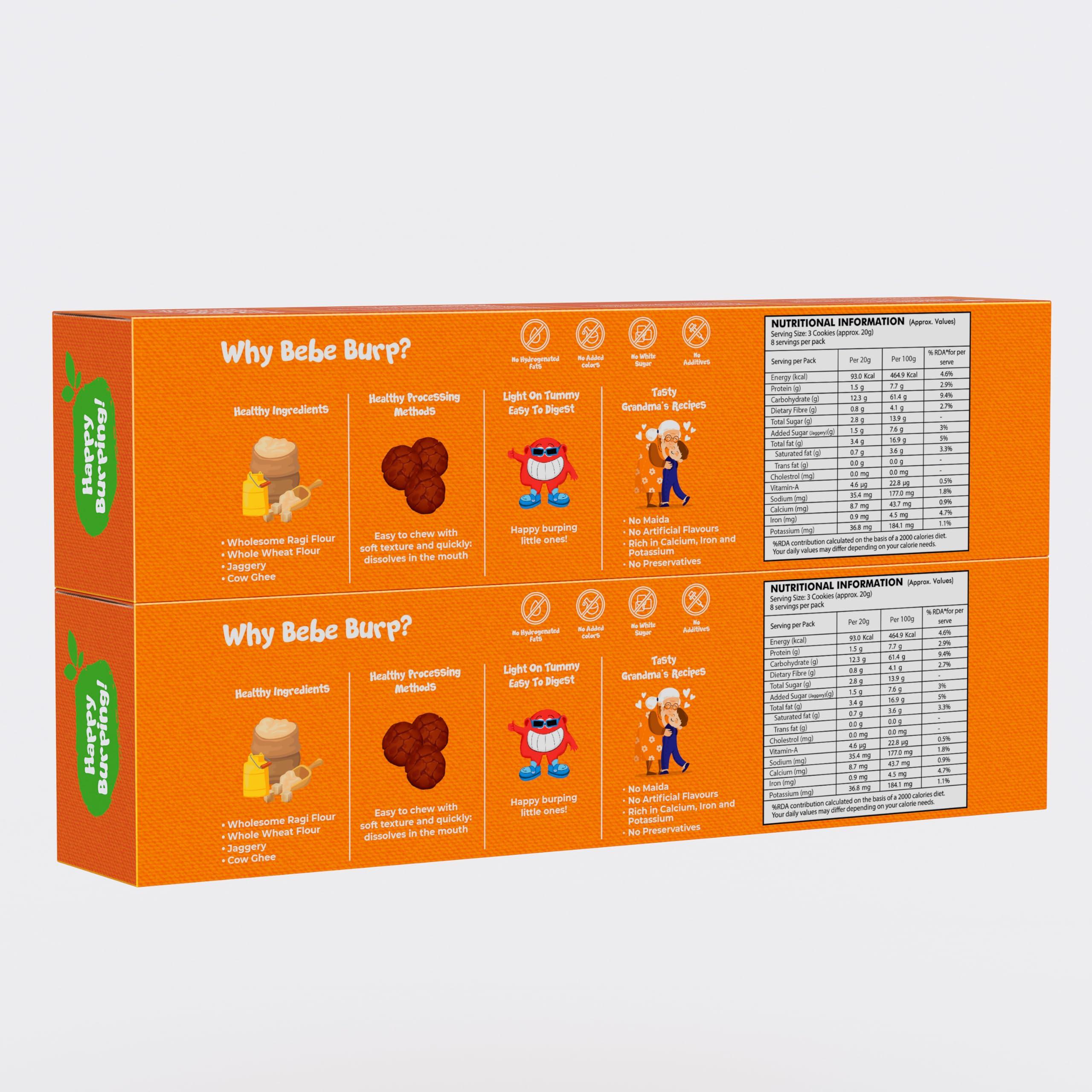 BE'BE' BURP BE\'BE\' BURP Ragi Cookies Combo Pack Of 2 -Tasty & Healthy Cookies For Childrens|No Artificial Preservatives & Flavours|Natural Sweetness Of Jaggery Biscuits (150G Each)