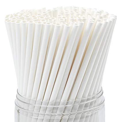 PlantaZee Biodegradable white Paper straw (6mm) 100 pieces in a Eco friendly and food grade paper straws Drinking Straws - Bulk Paper Straws for Juices, Shakes, Smoothies, Party Supplies Decorations (6mm)