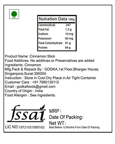 GODKA Godka Whole Ceylon Cinnamon Stick/Dalchini Stick/Srilankan Cinnamon Sticks,1kg
