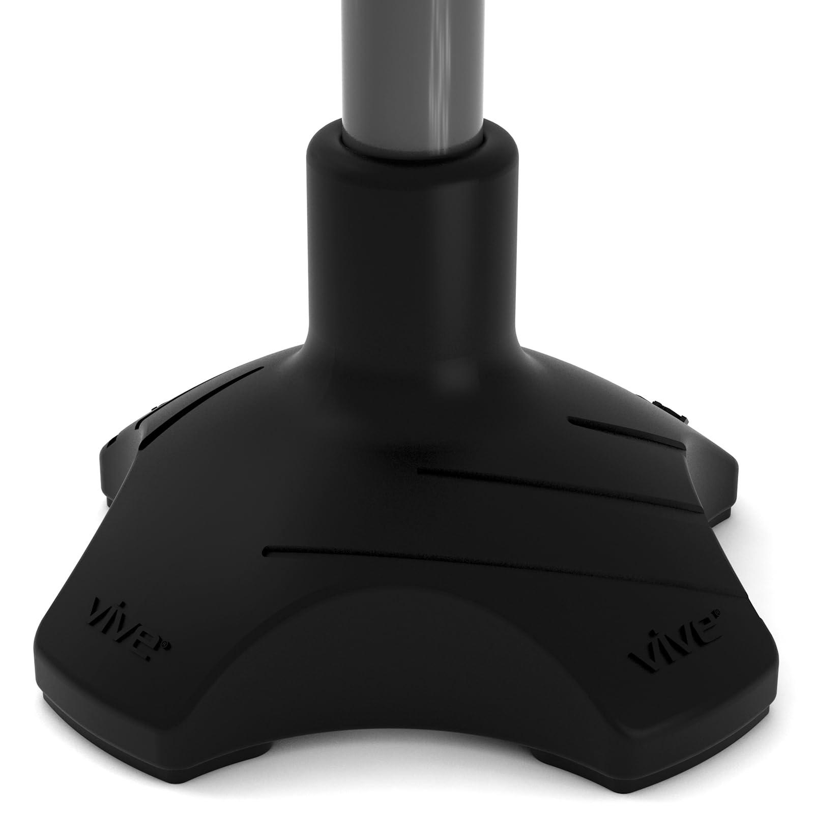 VIVE Vive Self Standing Cane Tip - 3/4 Inch Replacement - Heavy Duty Rubber Quad Base for Walking, Folding & Medical Canes - Stable Grip Traction Attachment - for Men, Women, Elderly & Seniors (Black)