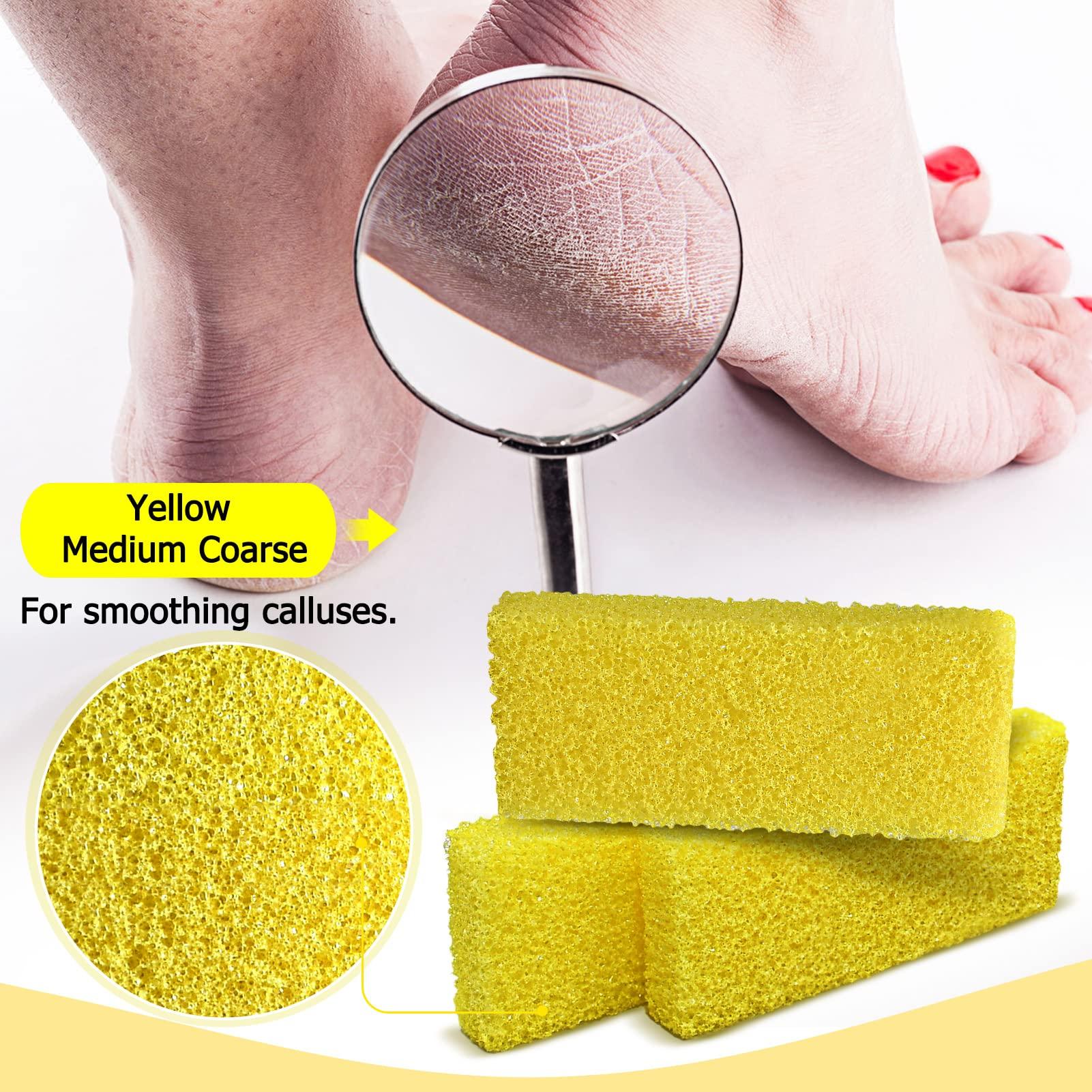 SALVMARY Disposable Foot Scrubber Sponge Pads Pedicure Pumice Stone for Feet Callus Remover Medium Coarse Yellow 40Pcs